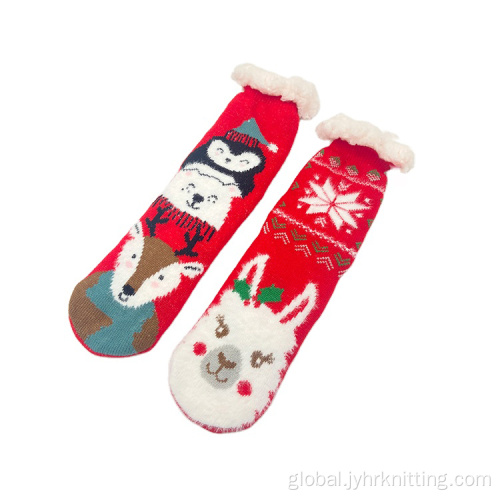 Christmas Fleece Slipper Socks Christmas Custom Warm Fuzzy Fleece Cute Slipper Socks Manufactory